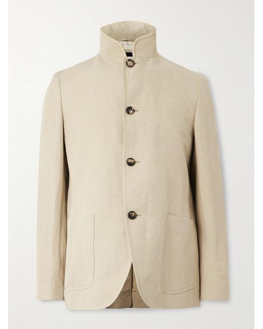 Loro Piana Natural Spagna Unstructured Nehru-Collar Linen And Silk-Blend Twill Jacket for men