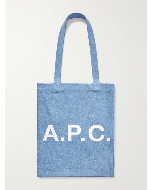 Tote bag in denim con logo Lou di A.P.C. in Blue da Uomo