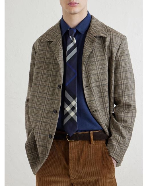 7Cm Checked Silk-Twill Tie di Burberry in Blue da Uomo