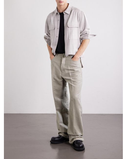 Rick Owens Gray Geth Straight-Leg Ramie And Cotton-Blend Gabardine Trousers for men