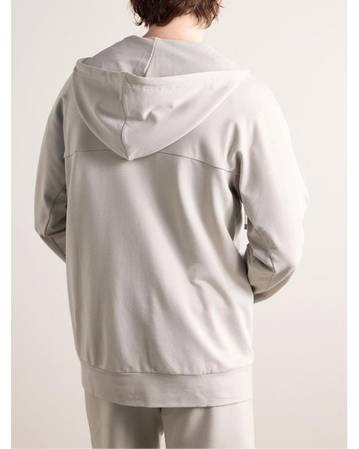Felpa in jersey di misto cotone e modal stretch con cappuccio e zip di Zimmerli of Switzerland in White da Uomo