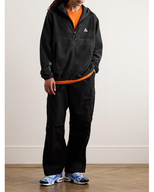 Nike Black Acg Wolf Tree Logo-embroidered Polartec® Fleece Zip-up Hoodie for men