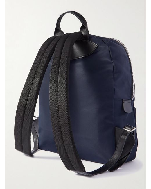 Kiton Blue Logo-print Leather-trimmed Shell Backpack for men