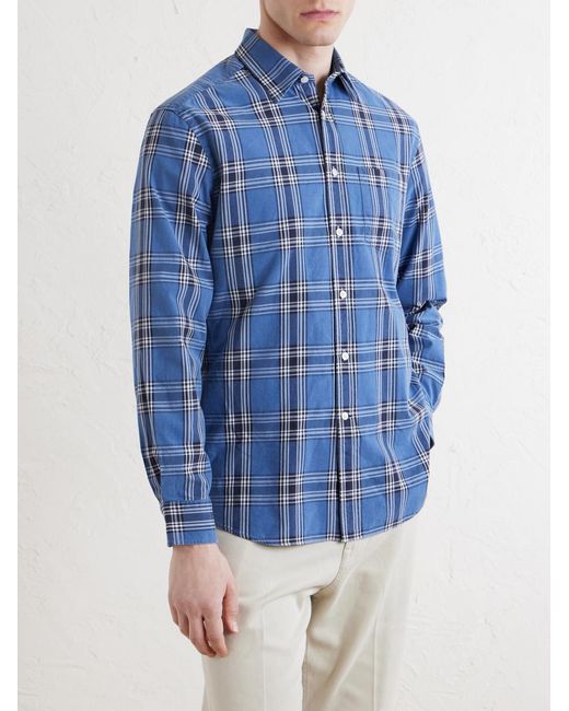 Dunhill Blue Checked Cotton Shirt for men