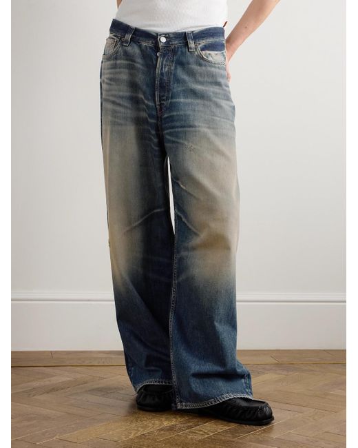 Acne Blue Wide-Leg Distressed Jeans for men