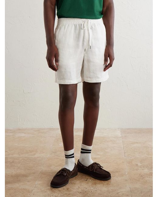 Polo Ralph Lauren White Straight-Leg Linen Shorts for men