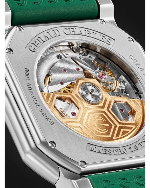 Gerald Charles Green Maestro Gc Sport Limited Edition Automatic Chronograph 39Mm Titanium And Rubber Watch, Ref. No. Gc2.0-Tx-Tn-02 for men