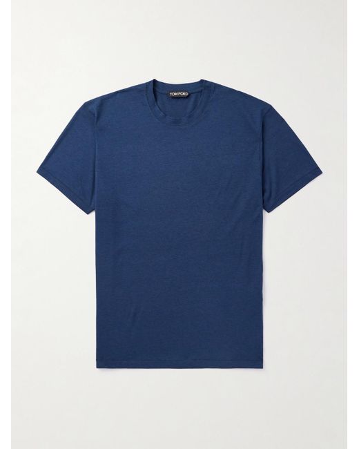 Tom Ford Blue Lyocell And Cotton-Blend Jersey T-Shirt for men