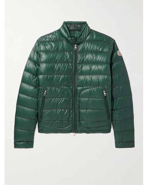 Moncler Green Acorus Logo-Appliquéd Quilted Glossed-Nylon Down Jacket for men
