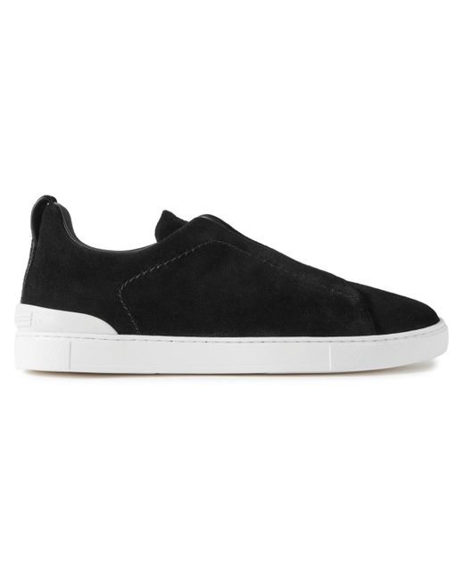 Zegna Black Triple Stitchtm Suede Sneakers for men