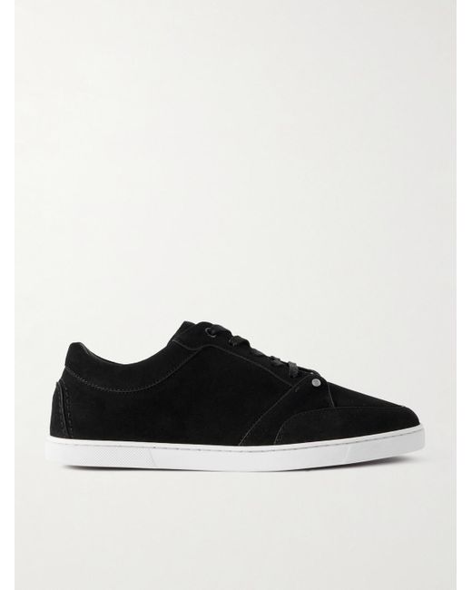 Christian Louboutin Black Chambelisneak Panelled Suede Sneakers for men