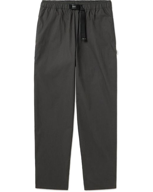 (w)taps Gray Tapered Belted Cotton-blend Trousers for men