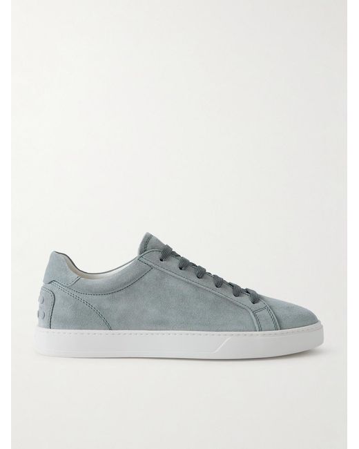 Tod's Blue Paneled Rubber-Trimmed Suede Sneakers for men