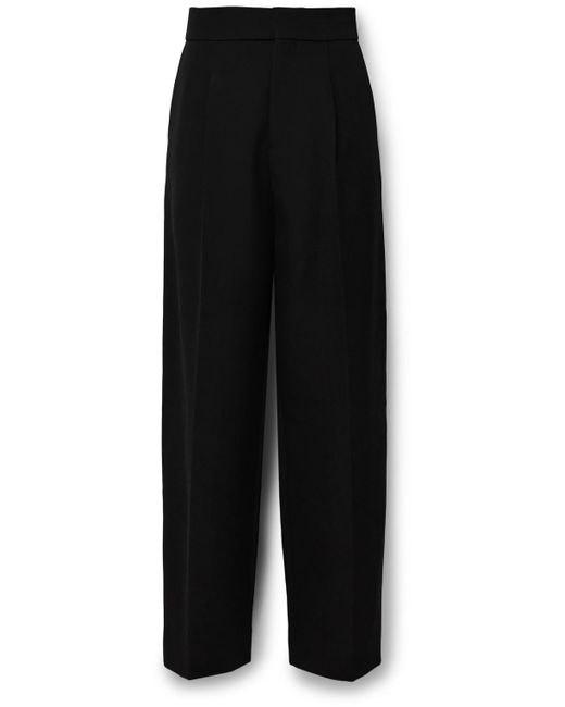 Fear Of God Black Straight-leg Pleated Wool And Cotton-blend Twill Trousers for men