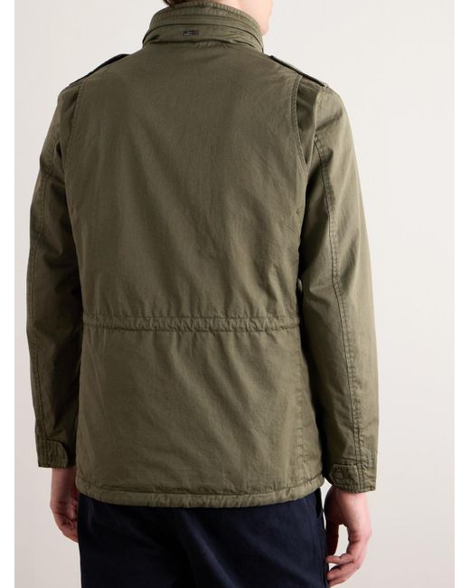 Field jacket in gabardine di cotone con cappuccio Tigri di Herno in Green da Uomo