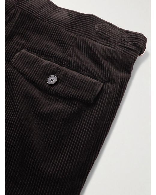 Mr P. Black Tapered Cotton And Cashmere-blend Corduroy Tuxedo Trousers for men