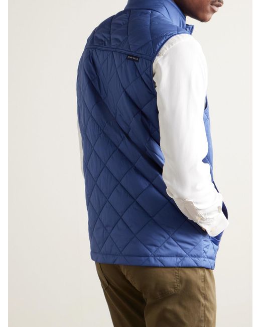 Peter Millar Blue Bedford Padded Quilted Shell Gilet for men