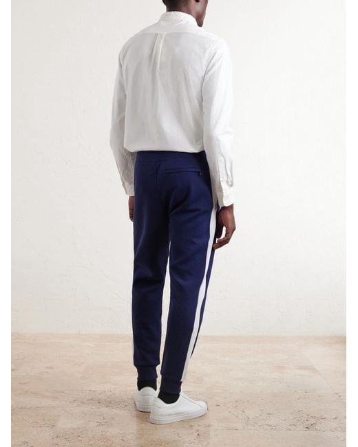 Polo Ralph Lauren Blue Wimbledon Tapered Mesh-Trimmed Cotton-Blend Track Pants for men