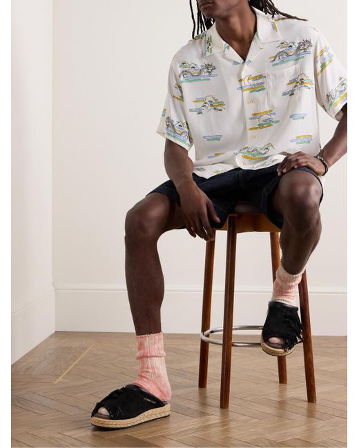 Camicia in crêpe stampato con colletto aperto Copa di Visvim in Natural da Uomo