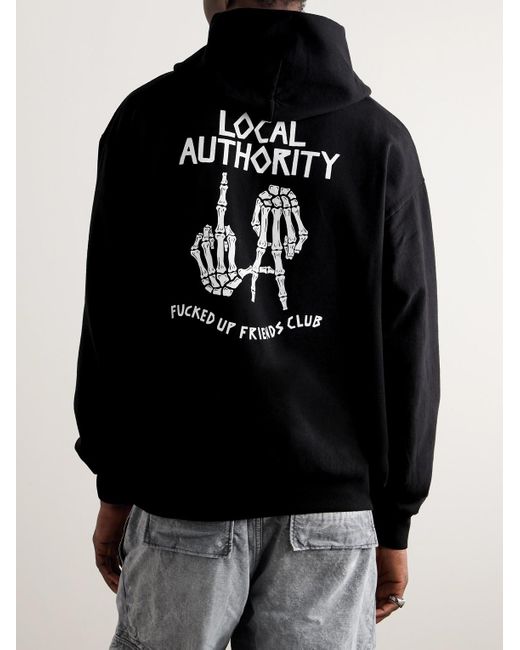 Local Authority Blue La Bones Logo-print Cotton-jersey Hoodie for men
