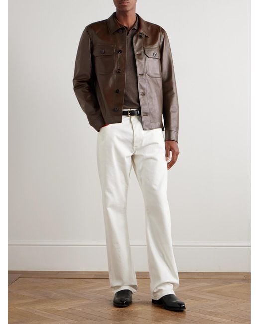 Tom Ford Brown Leather Jacket for men
