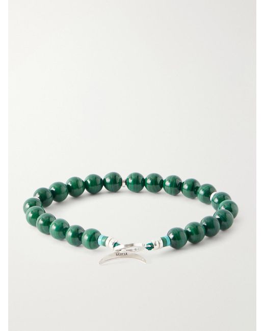 Mikia Green Circle8 Sterling And Malachite Beaded Bracelet for men