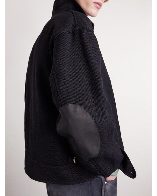 Visvim Blue Strato Leather-trimmed Linen And Wool-blend Twill Jacket for men