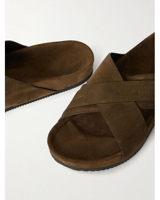 Tom Ford Brown Wicklow Suede Sandals for men