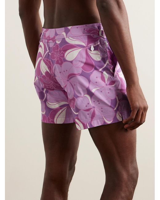 Shorts da mare corti slim-fit con stampa floreale di Tom Ford in Purple da Uomo