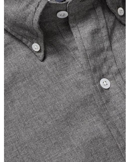 Kingsman Gray Drake's Button-down Collar Cotton-flannel Shirt for men
