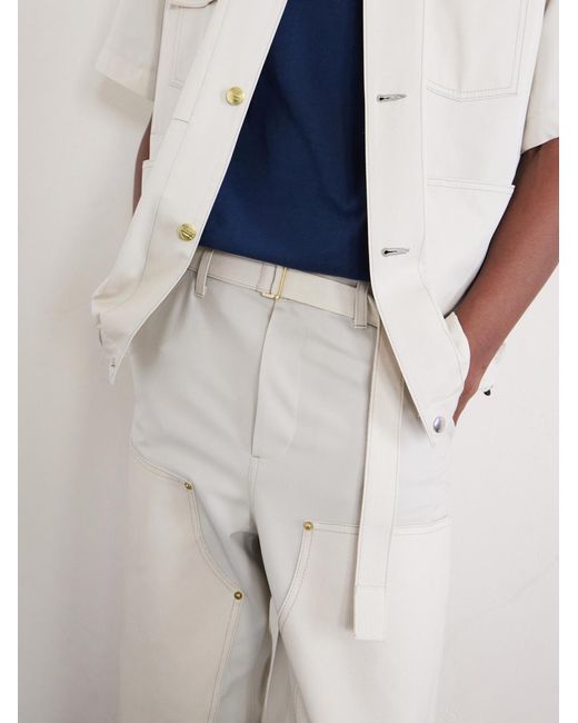 Sacai White Carhartt Wip Duck Wide-leg Belted Grain De Poudre And Cotton-canvas Trousers for men