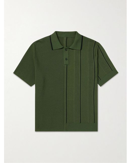 Jacquemus Green Juego Striped Knitted Polo Shirt for men