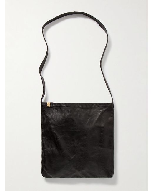 Visvim Black Record Crinkled-leather Messenger Bag for men