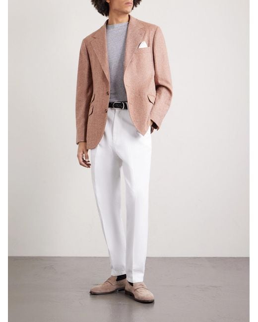 Brunello Cucinelli White Slub Linen And Cotton-blend Jersey T-shirt for men