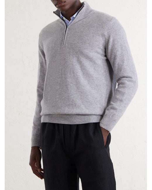 Altea Gray Virgin Wool Half-zip Sweater for men