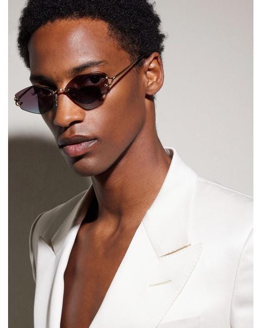 Cartier Metallic Squared-Frame Metal Sunglasses for men