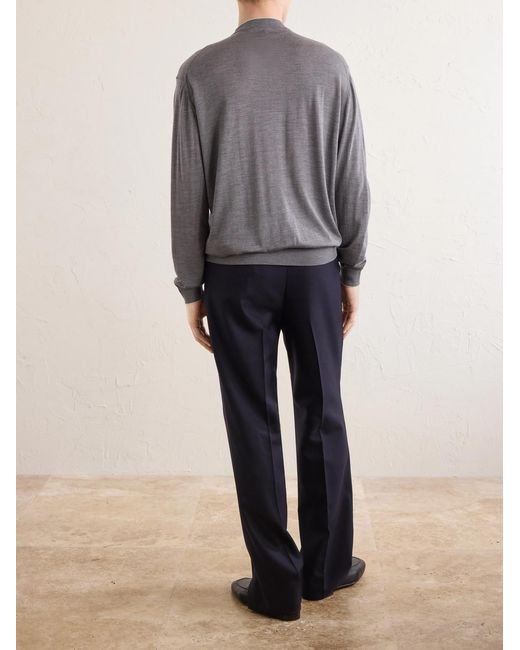 Kiton Gray Merino Wool Sweater for men