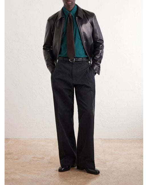 Tom Ford Green Washed Cotton And Cashmere-blend Twill Shirt for men