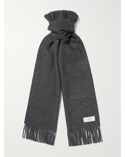 Mr P. Gray Logo-appliquéd Fringed Cashmere Scarf for men