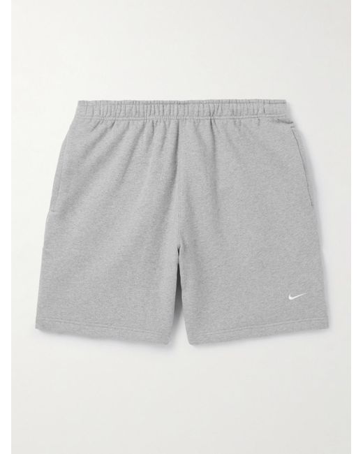 Nike Gray Solo Swoosh Straight-leg Logo-embroidered Cotton-blend Jersey Shorts for men