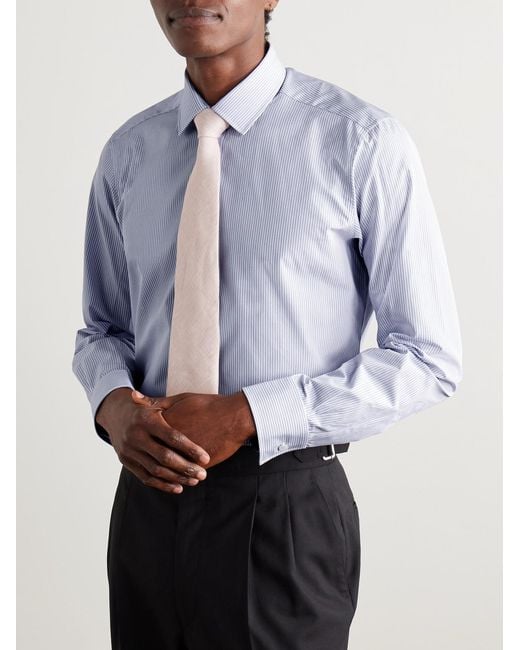 Charvet Blue Striped Cotton-Poplin Shirt for men