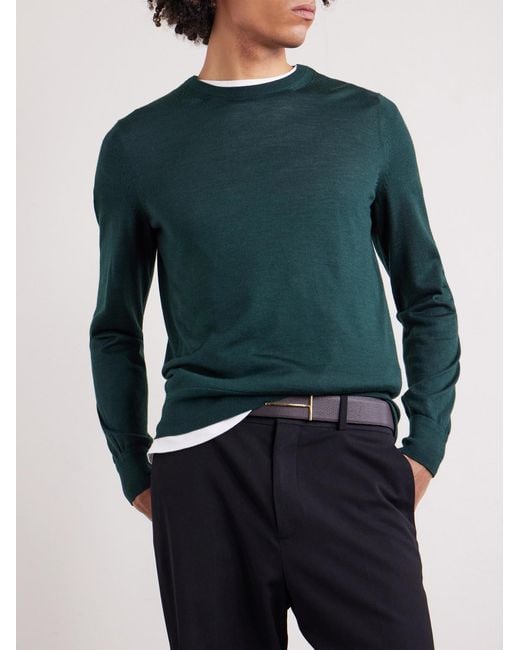 Tom Ford Green Slim-Fit Cashmere And Silk-Blend Sweater for men