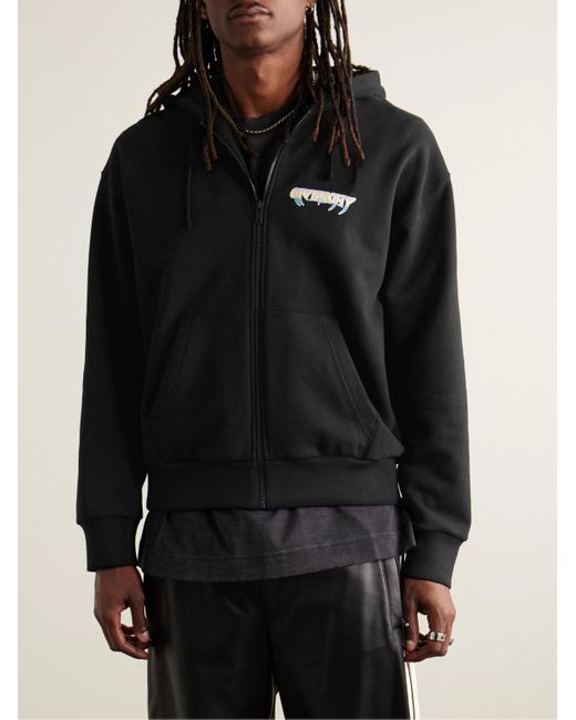 Givenchy Black World Tour Logo-print Cotton-jersey Zip-up Hoodie for men