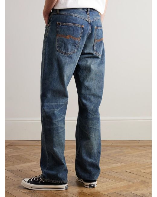 Nudie Jeans Blue Tuff Tony Straight-Leg Organic Jeans for men