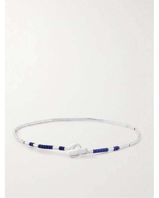 Miansai Natural Lani Silver Lapis Lazuli Beaded Bracelet for men