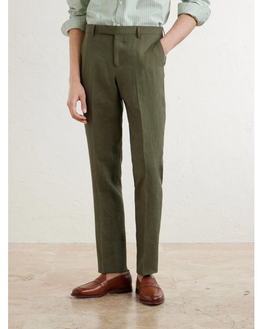 Paul Smith Green Slim-Fit Tapered Linen Suit Trousers for men