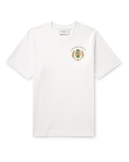 Casablancabrand White Joyaux D'afrique Tennis Club Logo-print Organic Cotton-jersey T-shirt for men