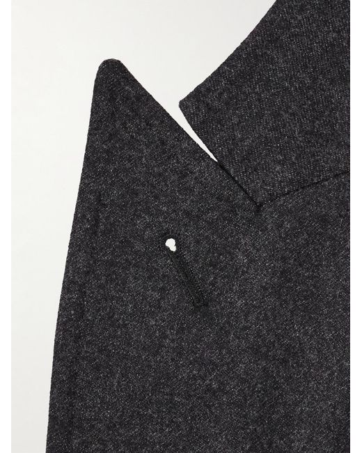 Rubinacci Black Slim-Fit Double-Breasted Wool-Flannel Suit Jacket for men