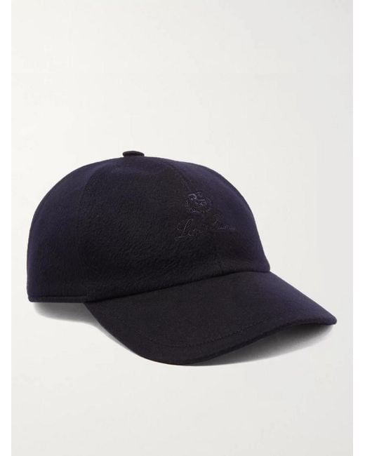 Loro Piana Blue Logo-Embroidered Storm System Baby Cashmere Baseball Cap for men