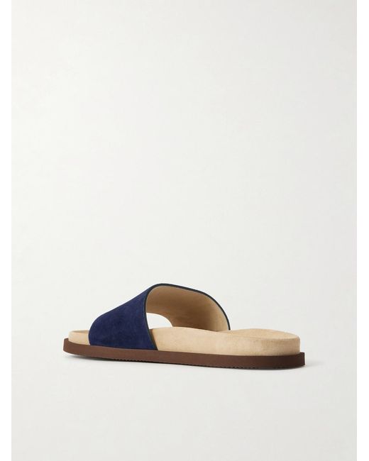 Brunello Cucinelli Blue Suede Slides for men